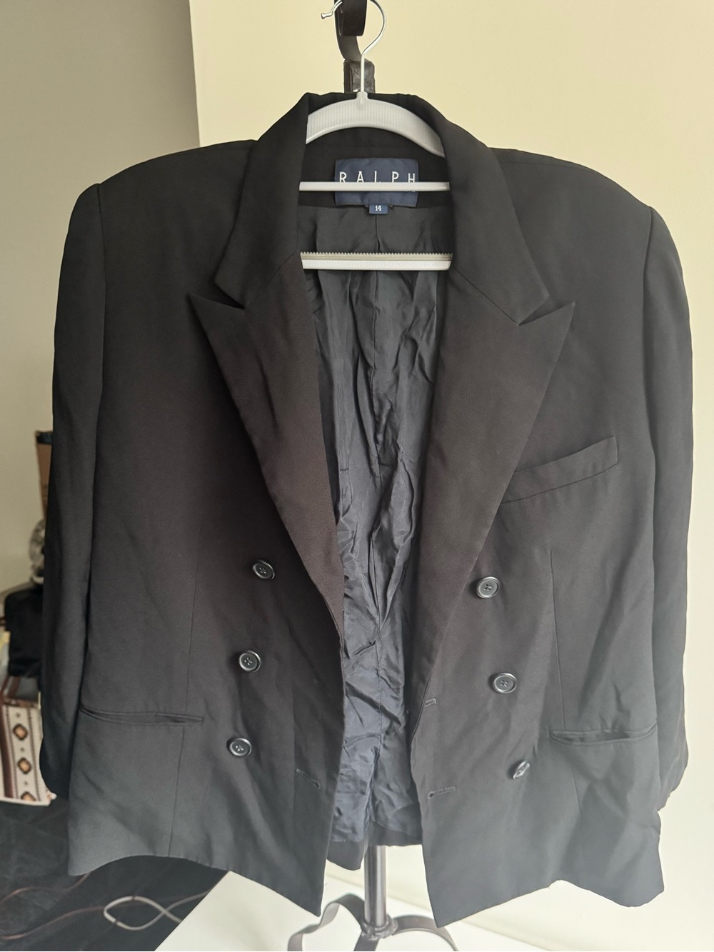Vintage Ralph Lauren RALPH Double Breasted Black Blazer Size 14